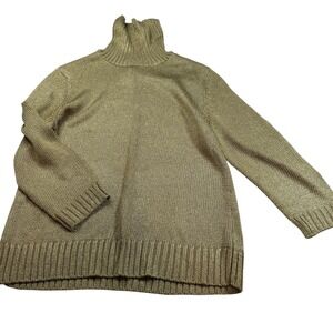 Lauren Ralph Lauren Sweater – XL Gold Metallic Knit Turtleneck – Deadstock